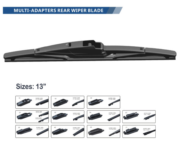 Rear Wiper Blade 13" Tailgate Windscreen Windshield Universal Arm Set Adapters