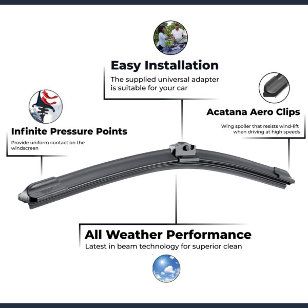 acatana Front Wiper Blades for Nissan Qashqai J11 2014 2015 2016 2017 - 2021 Pair of 26" + 17" Frameless