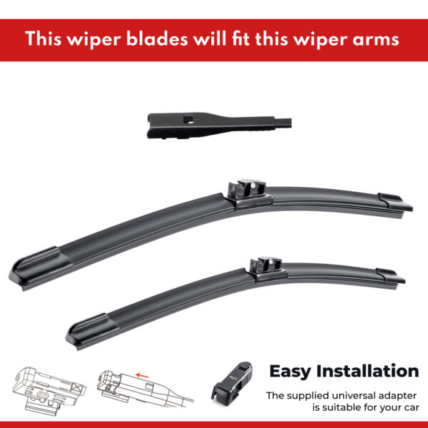 Wiper Blades for Audi A1 8X 2012 2013 - 2018 Pair of 24" + 15" Front Windscreen Replacement Set acatana