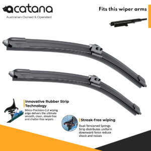 acatana Front Windscreen Wiper Blades for Nissan Dualis J10 2007 2008 2009 - 2013 Pair of 24" + 15" Replacement
