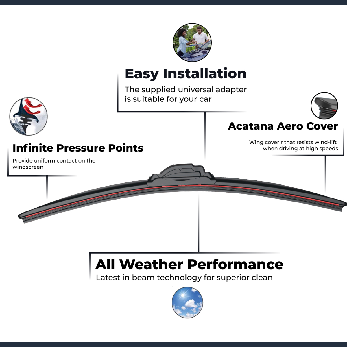 Replacement Wiper Blades for Subaru Legacy 4 Gen Wagon 2003 - 2009, Set of 2pcs 3 Aurus Auto acatana Wiper Blades for Subaru Legacy 4Gen 2003 - 2009 Pair of 24" + 18" Front Windscreen Replacement
