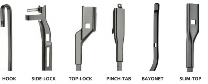 The image shows the types of wiper mounts