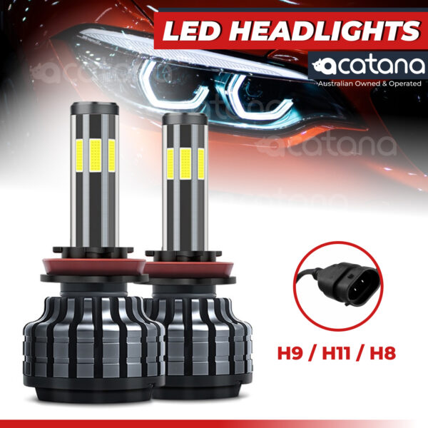 X6S LED Headlight Globes Kit H11 H9 H8 Conversion Bulb
