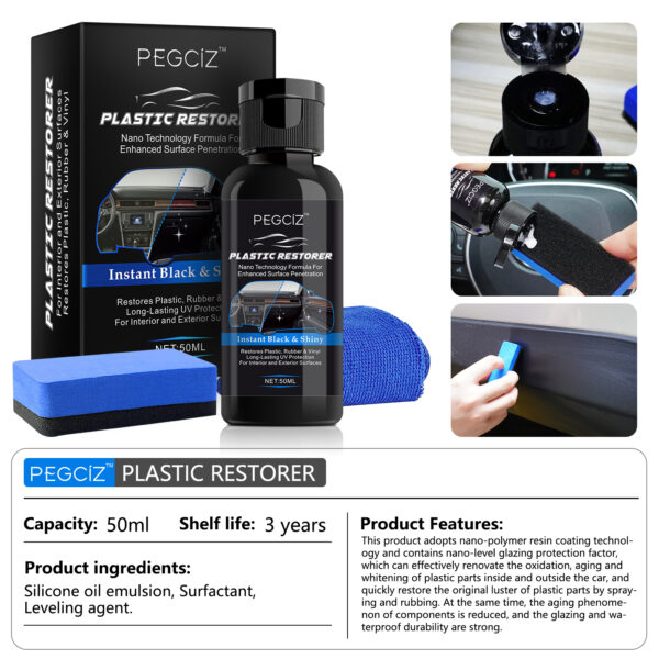 Car Plastic Revitalizing Restorer Coating Nano Plastic parts Refurbish Agent Recovery Revive Interior Panel 50ml