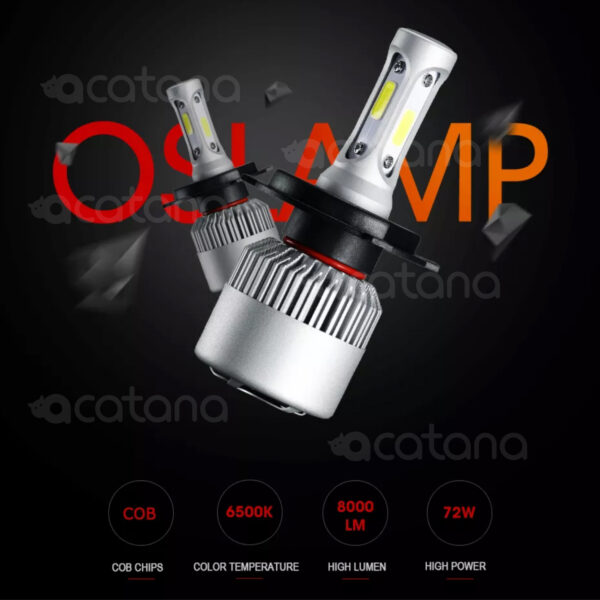 S2 Headlight Head Lamp Kit H7 Beam LED Globes White Hight Low Xenon 16000LM 72W Conversion Car Bulbs