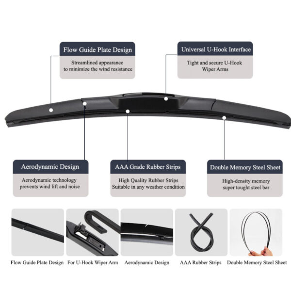 Hybrid Wiper Blades fit Subaru Liberty 6 Gen 2014 - 2020, Twin Kit