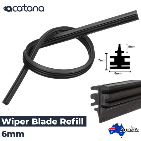 24" / 60 cm Wiper Blade Refill Rubber Replacement Insert, 6 mm, 1pcs