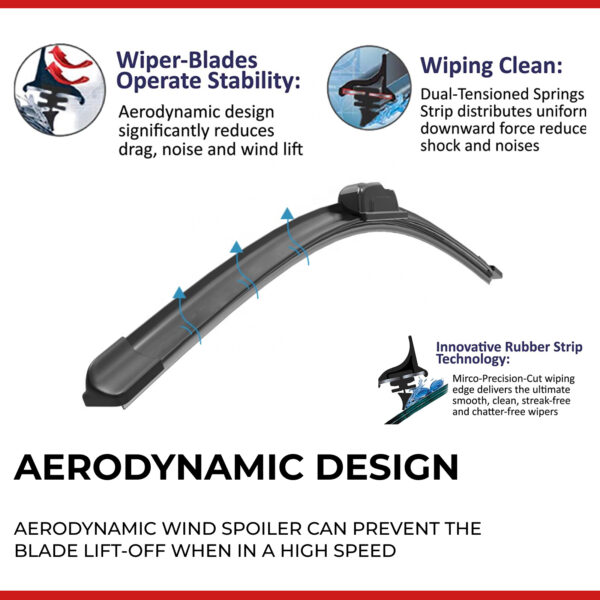 Premium Wiper Blades Set fit RAM 2500 2015 - 2018 Front