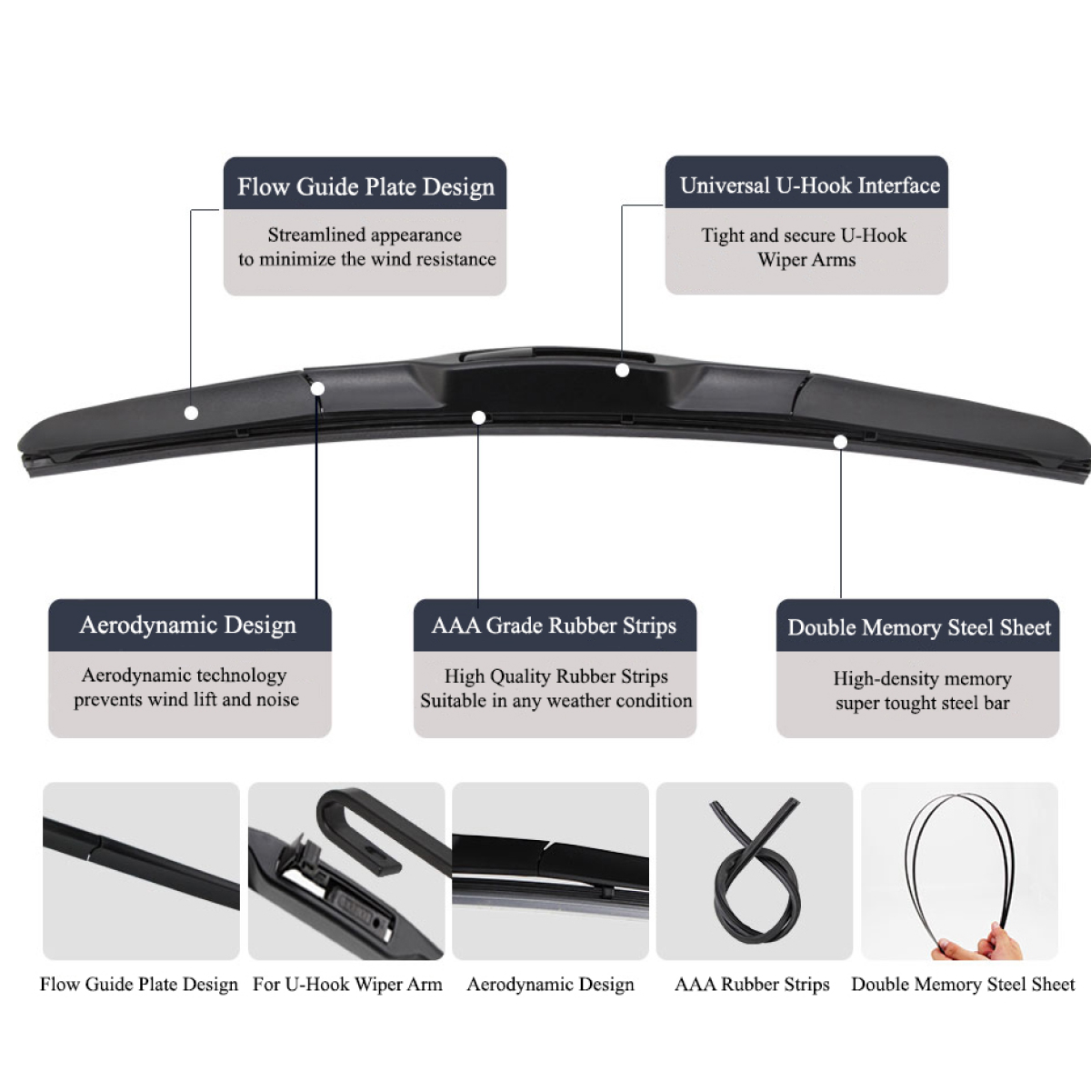 Hybrid Wiper Blades fit Mazda MPV LW 1999 - 2006, Twin Kit 3 Aurus Auto Hybrid Wiper Blades fit Mazda MPV LW 1999 - 2006, Twin Kit