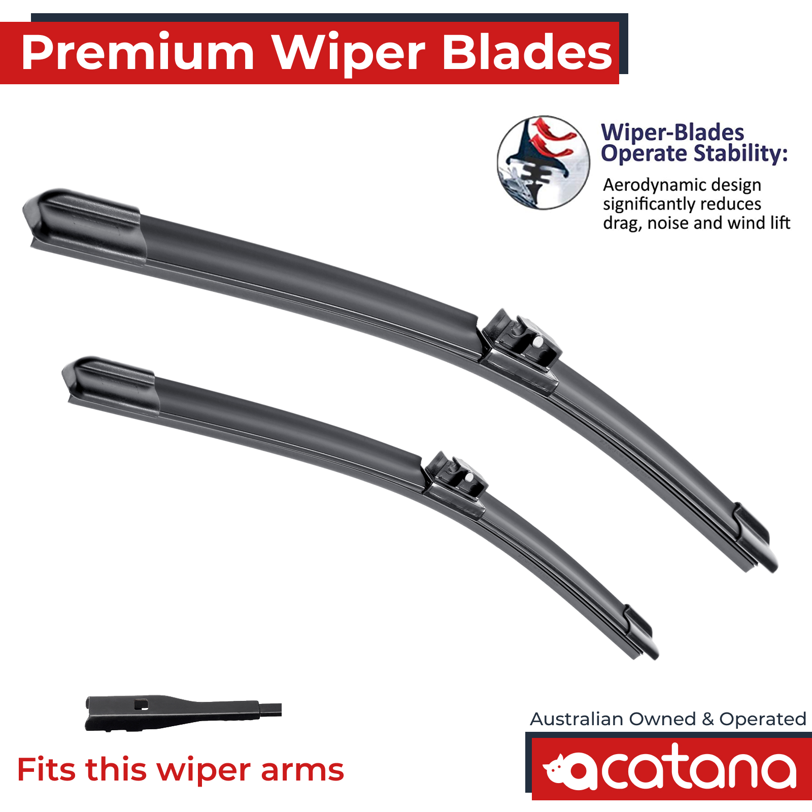 Premium Wiper Blades Set fit Volkswagen Beetle 1L Hatch 2013 - 2016, Front Pair 1 Aurus Auto Premium Wiper Blades Set fit Volkswagen Beetle 1L Hatch 2013 - 2016, Front Pair