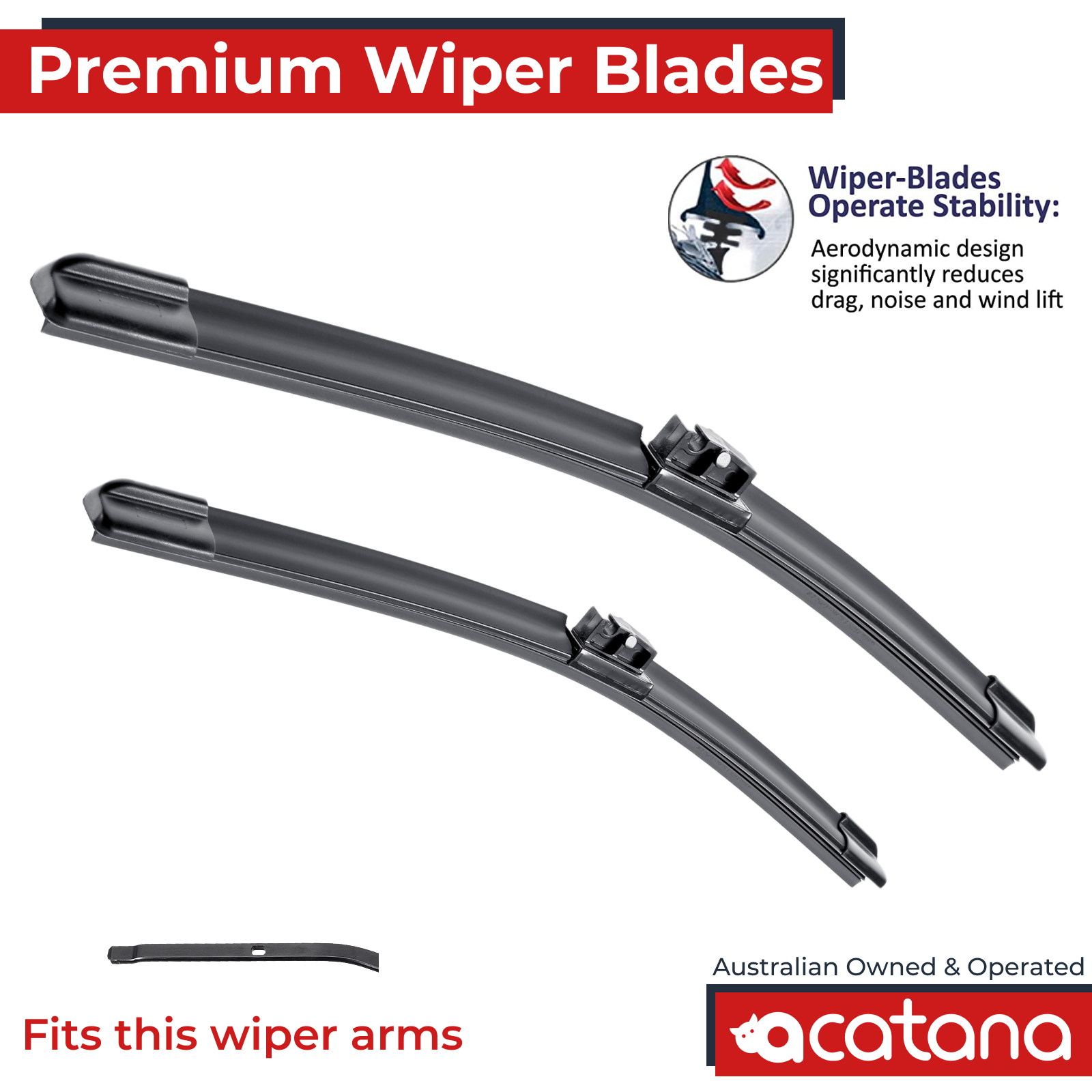 Premium Wiper Blades Set fit Renault Clio X98 2013 - 2019, Front Pair 1 Aurus Auto Premium Wiper Blades Set fit Renault Clio X98 2013 - 2019, Front Pair