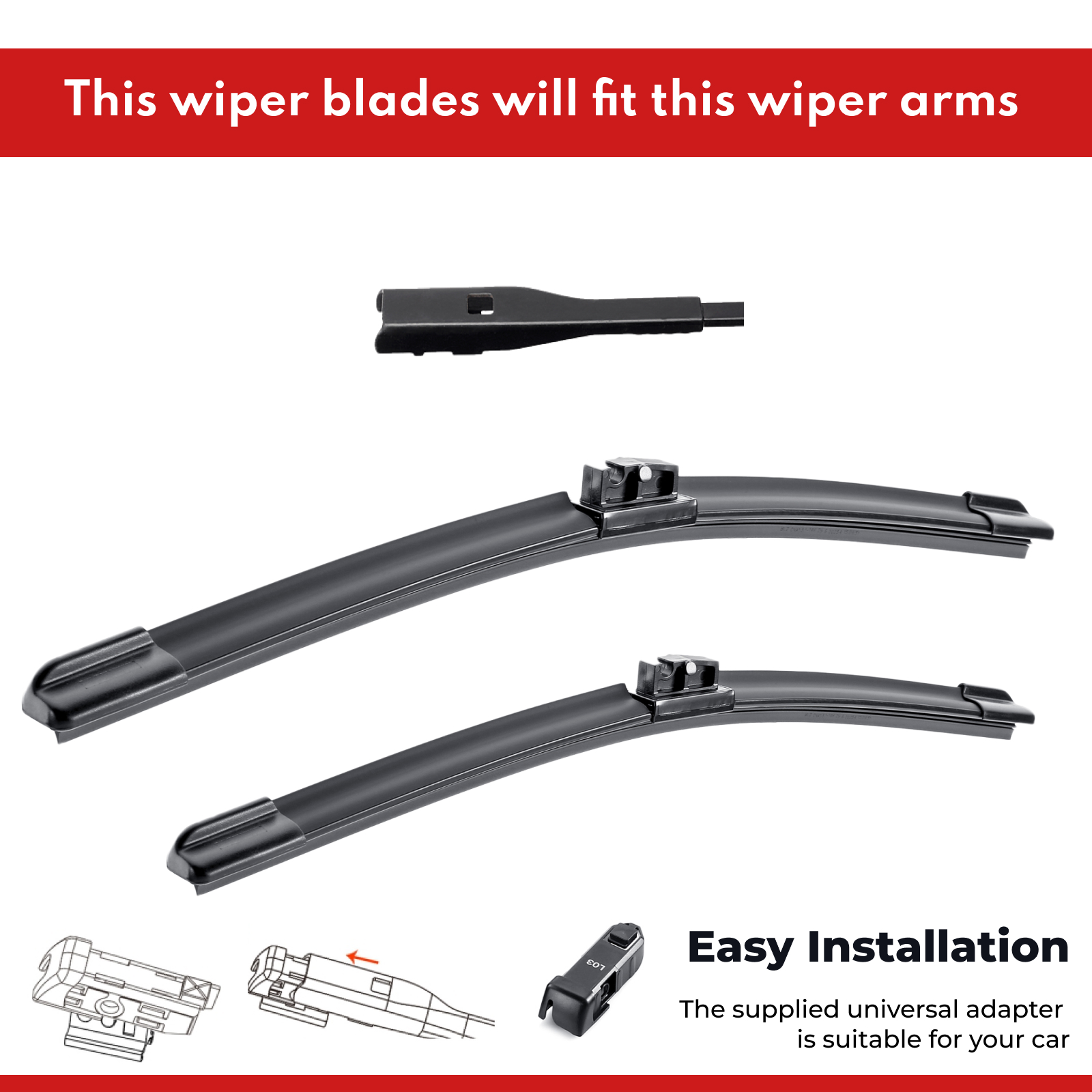 Premium Wiper Blades Set fit Volkswagen Beetle 1L Hatch 2013 - 2016, Front Pair 4 Aurus Auto Premium Wiper Blades Set fit Volkswagen Beetle 1L Hatch 2013 - 2016, Front Pair