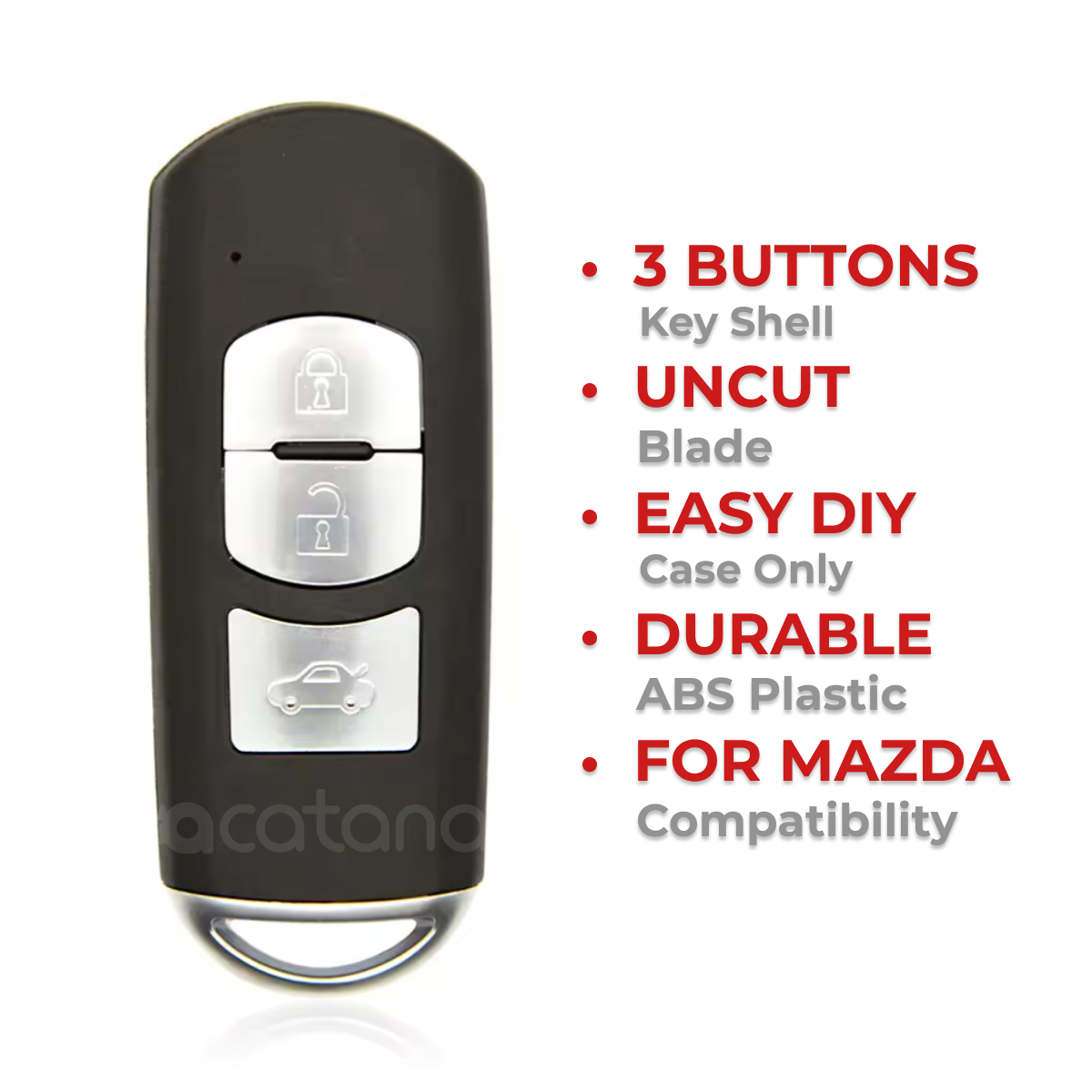 Remote Key Shell Case for Mazda MX-5 Miata 2010 - 2012 3 Buttons Uncut Blade 2 Aurus Auto Remote Key Shell Case for Mazda MX-5 Miata 2010 - 2012 3 Buttons Uncut Blade