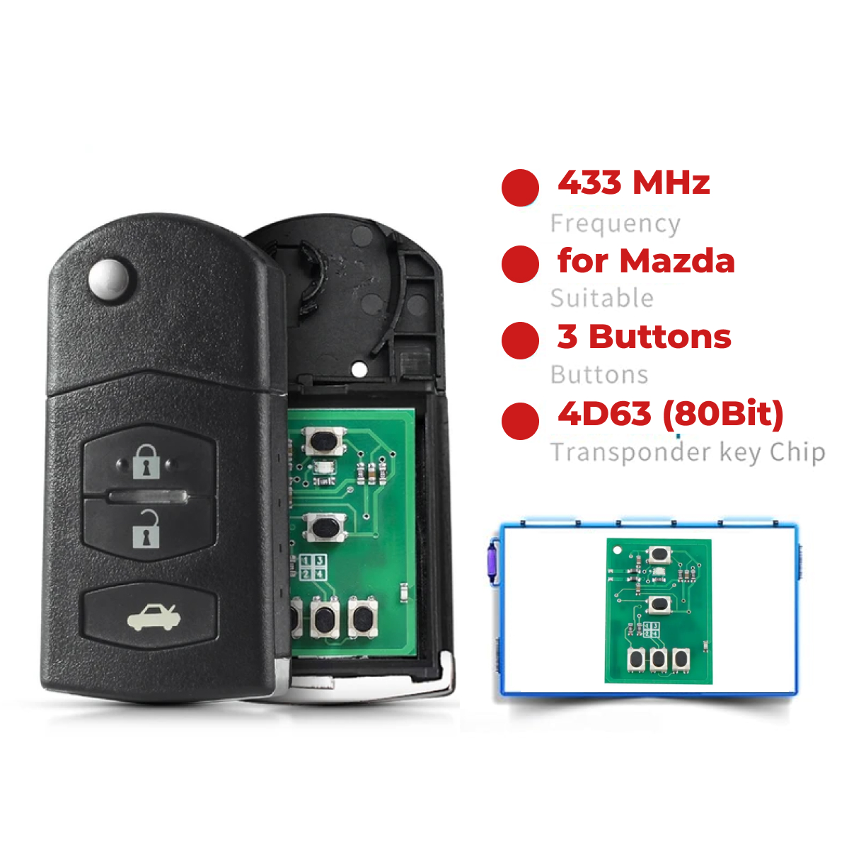 Remote Car Key Replacement for Mazda 3 2009 - 2015 3 Aurus Auto Remote Car Key Replacement for Mazda 3 2009 - 2015